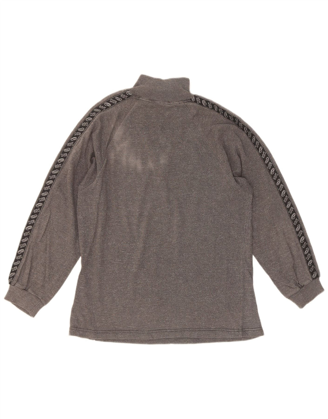 Asics Mens Zip Neck Graphic Top Manga Longa Pequeno Colourblock Cinza