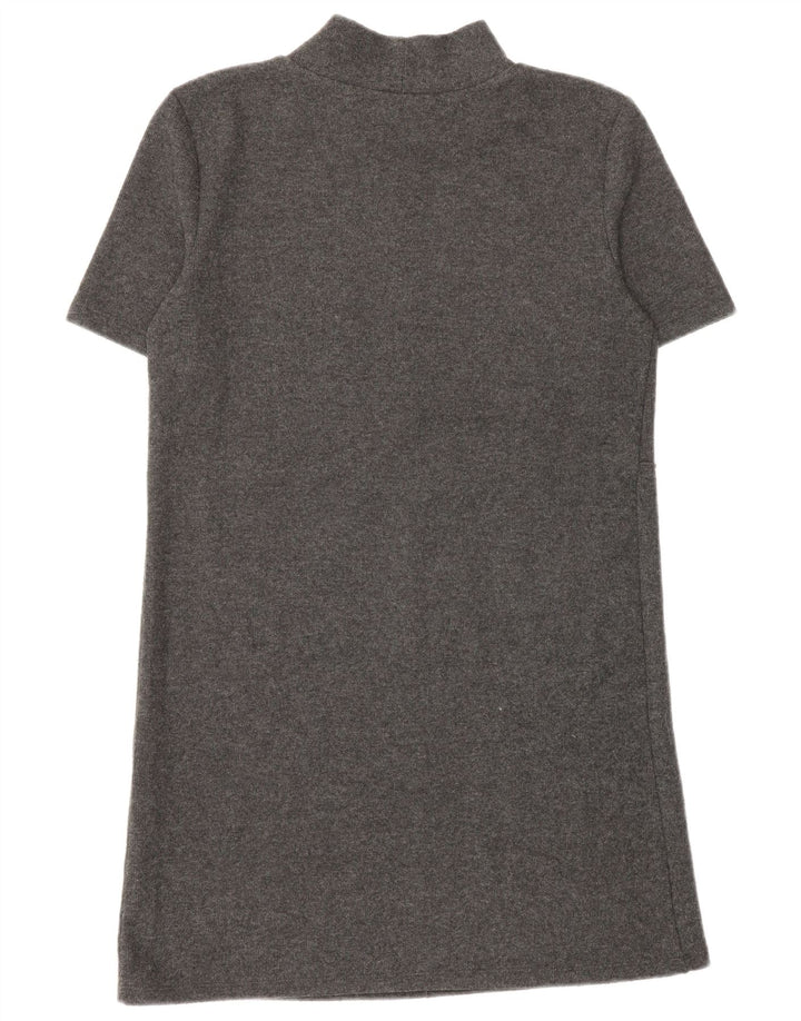 Vestido jumper feminino Zara de mangas curtas Reino Unido 10 pequeno poliéster cinza