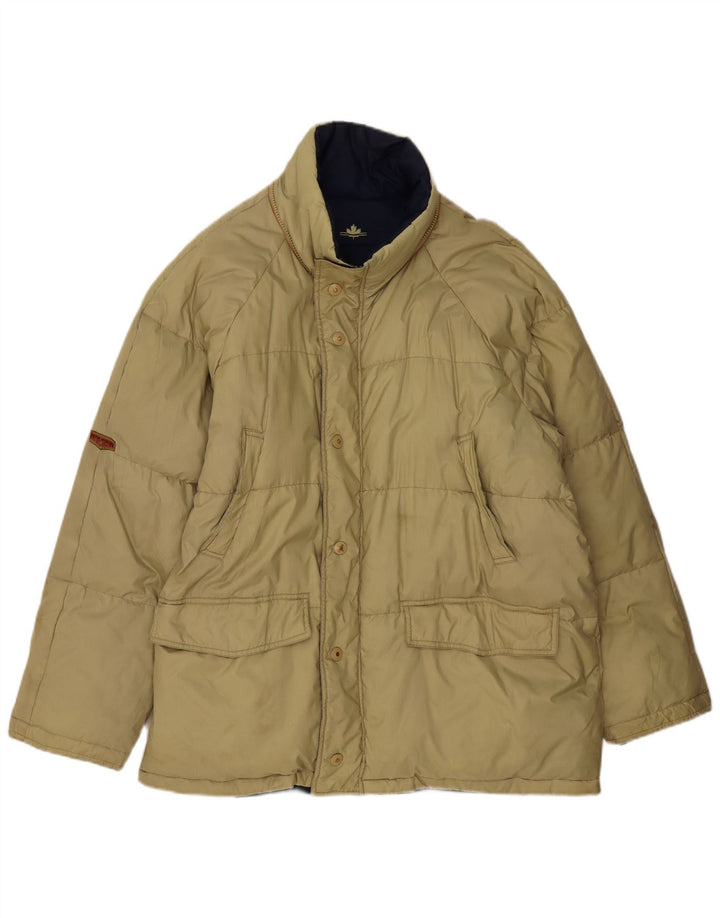 Jaqueta acolchoada masculina vintage reversível com ajuste solto Reino Unido 38 cáqui médio