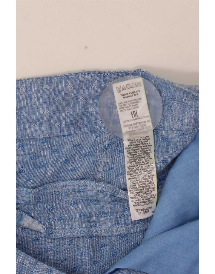 Shorts chino feminino Marks & Spencer Pegged UK 12 médio W32 azul geométrico