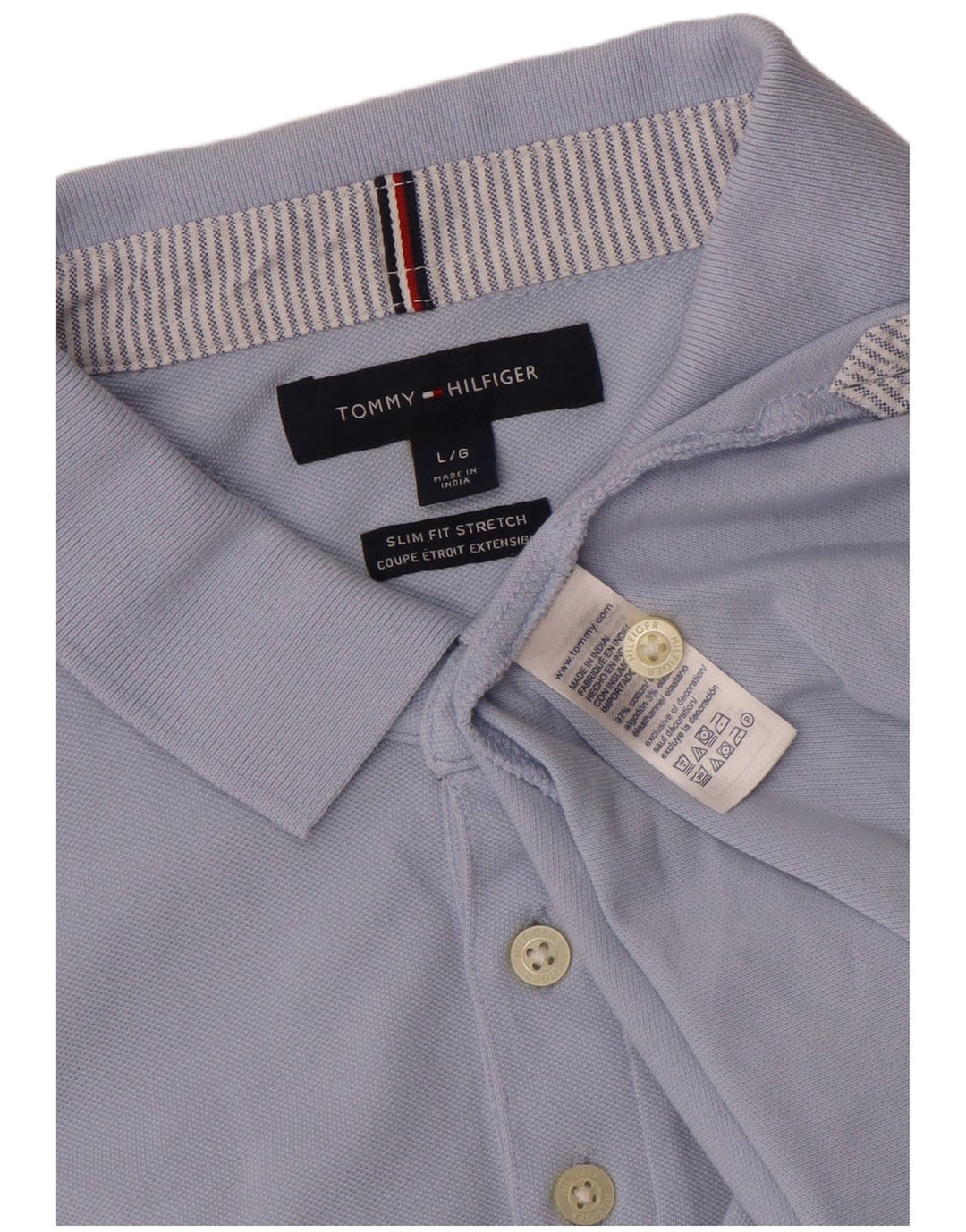 Camisa polo masculina Tommy Hilfiger Slim Fit grande algodão azul