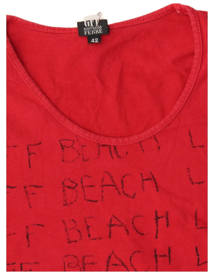 Gianfranco Ferre Camiseta Feminina Crop Graphic Top IT 42 Médio Vermelho