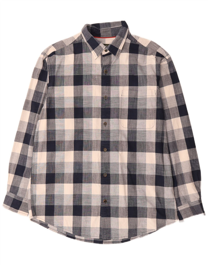 Camisa masculina Orvis grande algodão xadrez azul marinho