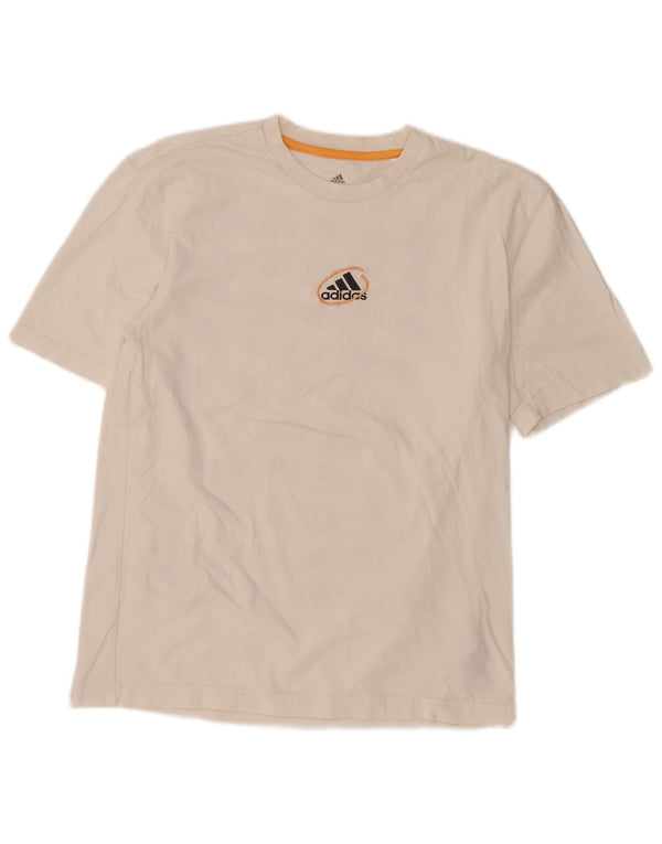 ADIDAS Mens Graphic T-Shirt Top Pequeno Algodão Branco