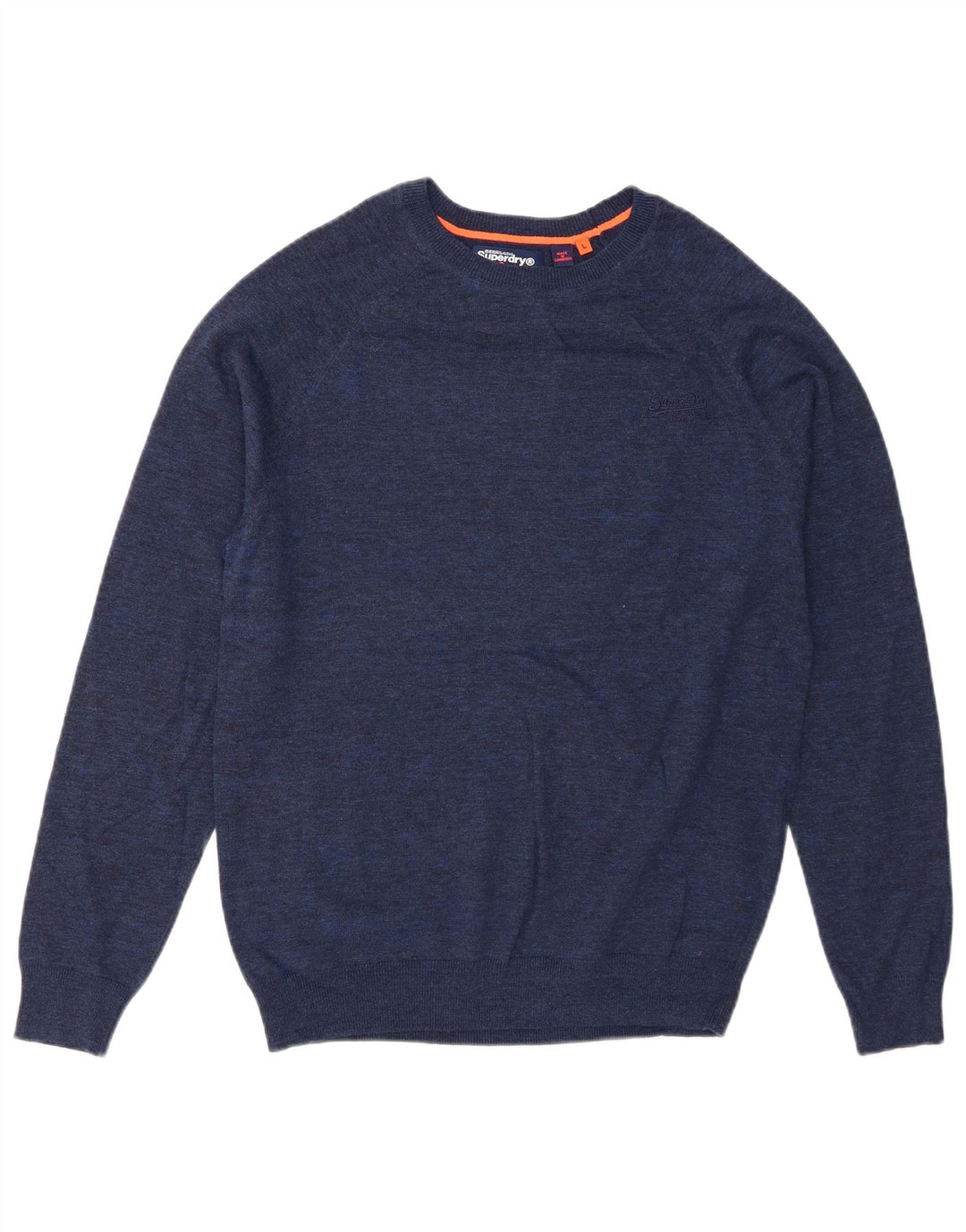 Suéter masculino Superdry com gola redonda, grande algodão azul
