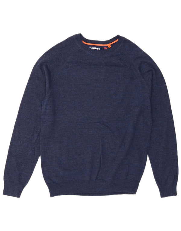 Superdry Mens Crew Neck Jumper Sweater Large Blue Cotton