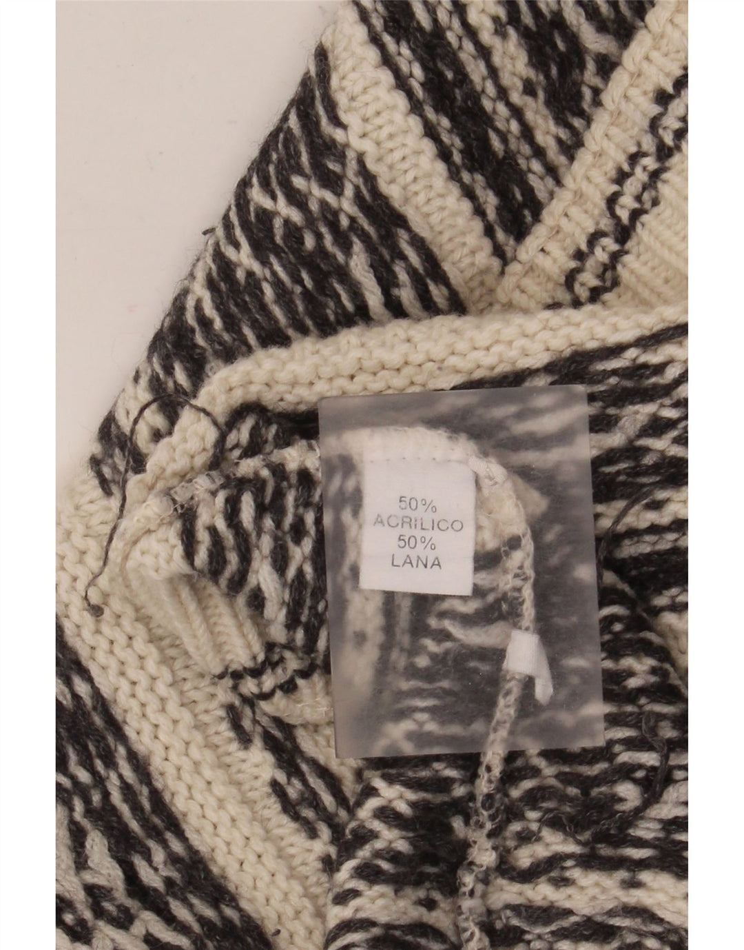 Suéter masculino vintage com gola redonda, médio off white Fair Isle acrílico