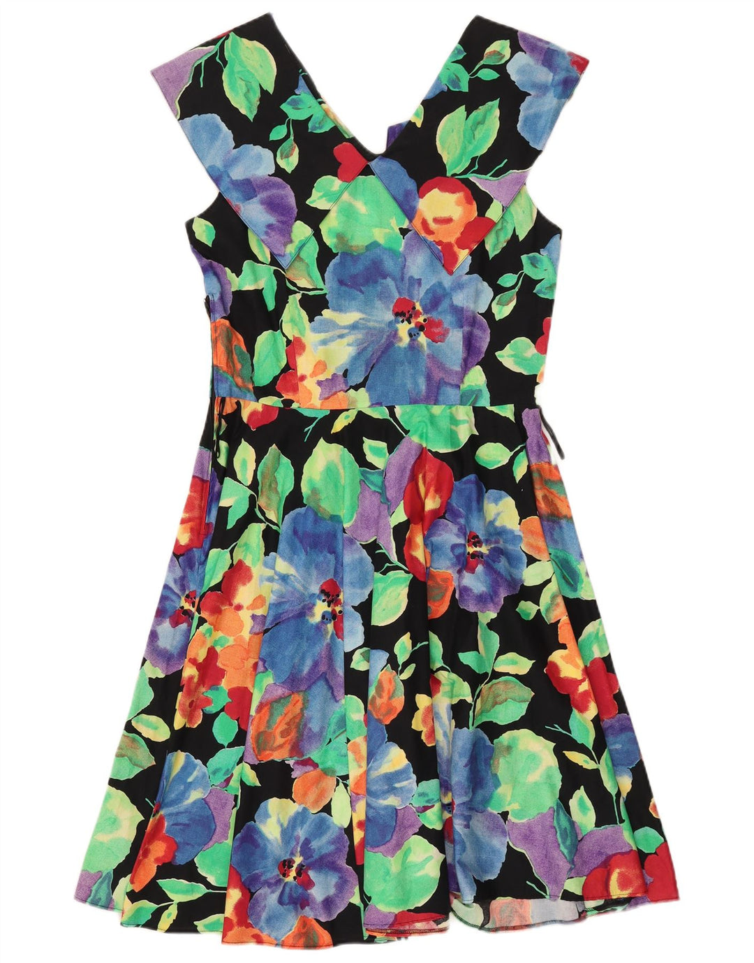VINTAGE Womens Sleeveless A-Line Dress EU 40 Medium Multicoloured Floral