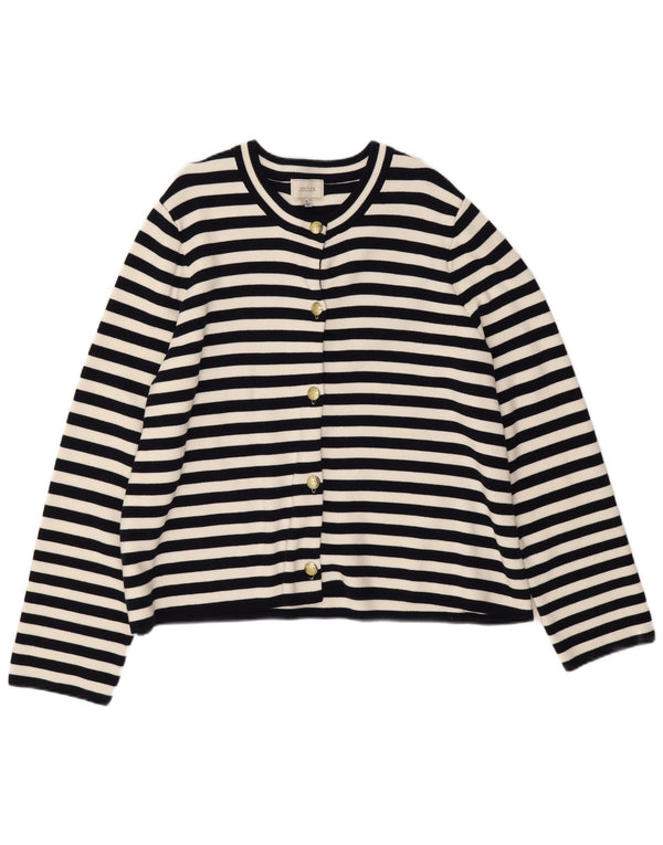 Suéter feminino Joules Crop Cardigan Reino Unido 18 XL azul marinho listrado algodão
