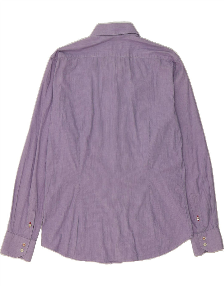 SERGIO TACCHINI Mens Shirt Large Purple Pinstripe Cotton Vintage Sergio Tacchini and Second-Hand Sergio Tacchini from Messina Hembry 