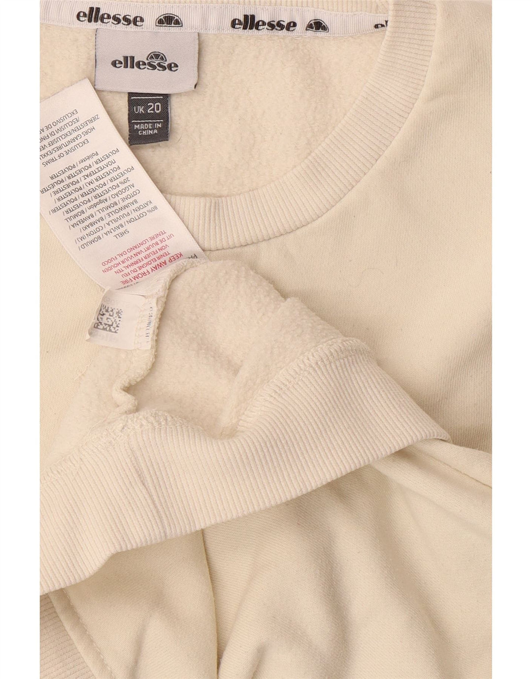 ELLESSE moletom feminino gráfico jumper UK 20 2XL algodão branco
