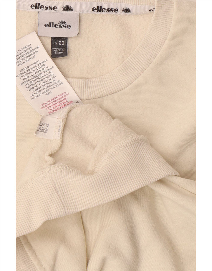 ELLESSE moletom feminino gráfico jumper UK 20 2XL algodão branco