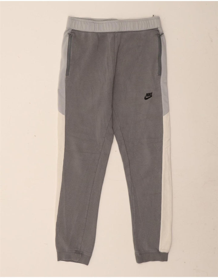 Calça de treino masculina Nike Joggers cinza médio algodão colorblock