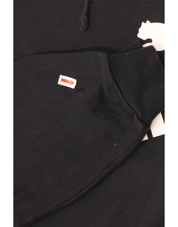 Suéter com capuz gráfico masculino Puma grande algodão preto