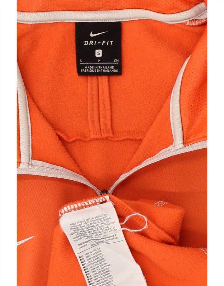 NIKE Masculino Zip Neck Pullover Treino Top Pequeno Laranja Colourblock