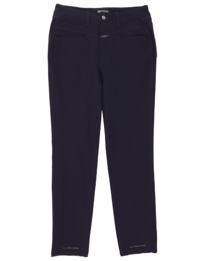 Calça Casual Slim Masculina Fechada W30 L30 Poliamida Azul Marinho