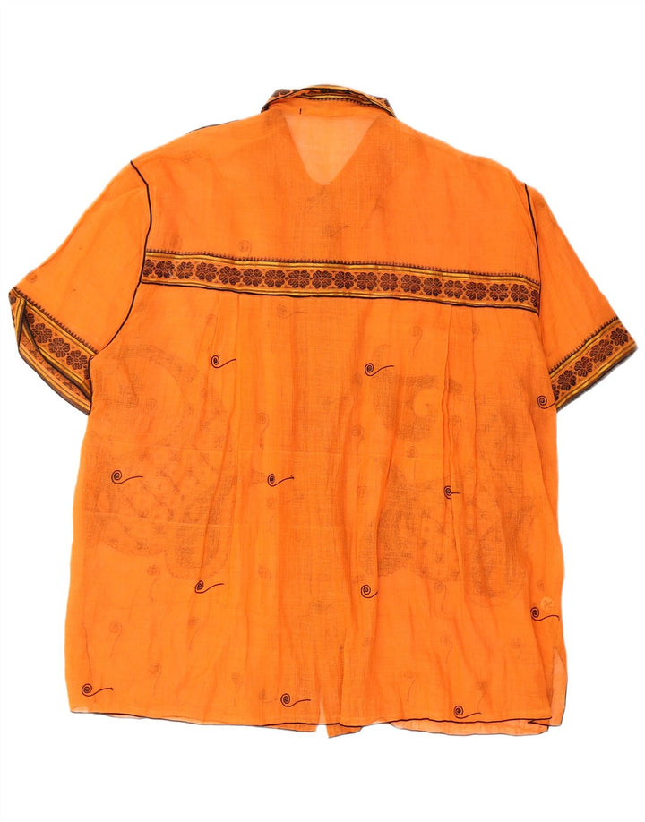 PAUL ROPP Camisa feminina transparente grande Reino Unido 14 Médio Laranja Paisley