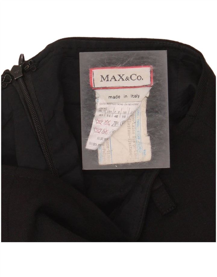 Minissaia feminina de cintura alta UK 18 XL W30 lã virgem preta