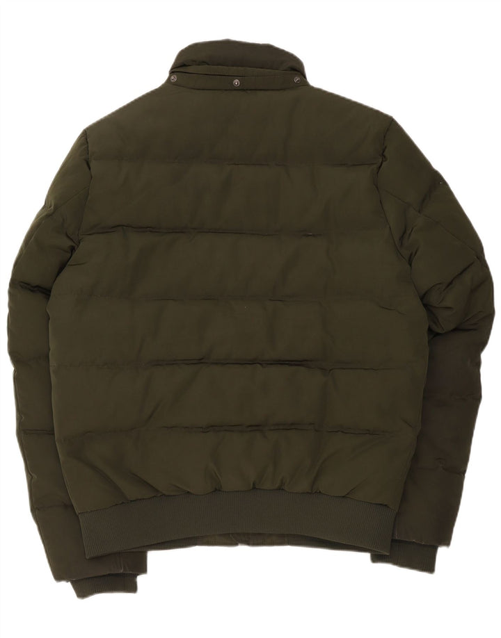Jaqueta acolchoada masculina Tommy Hilfiger UK 38 poliéster verde médio