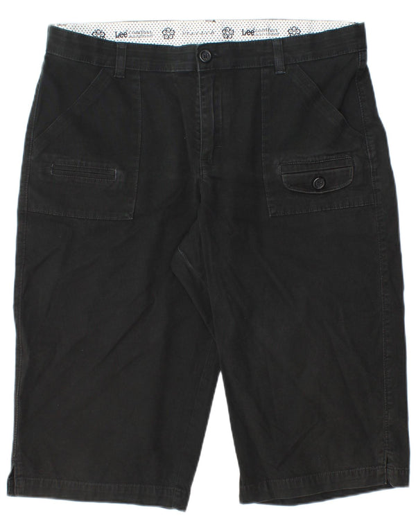 Bermuda feminina Lee Comfort Fit Chino US 14 XL W34 algodão preto