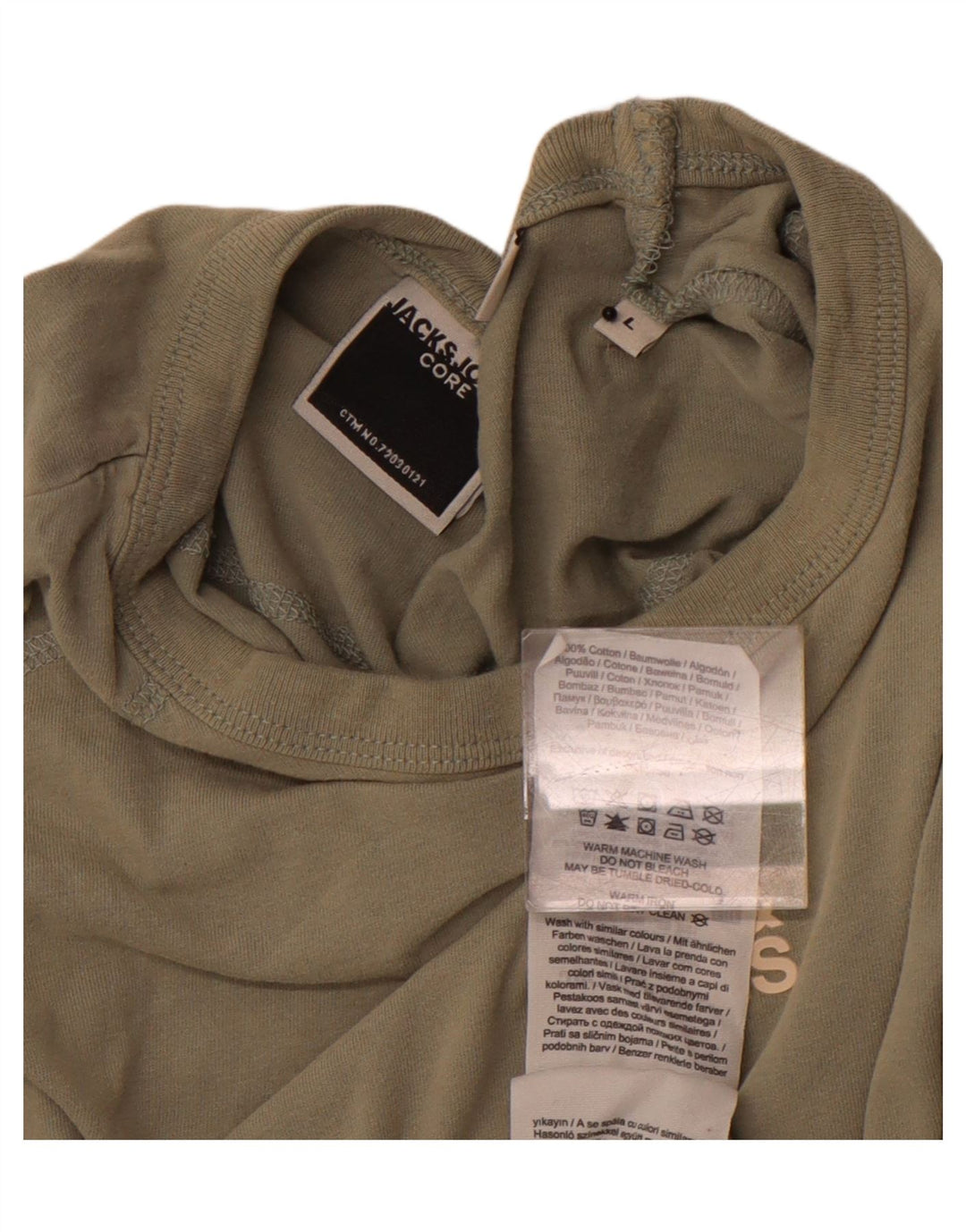 Camiseta masculina JACK & JONES grande algodão cáqui