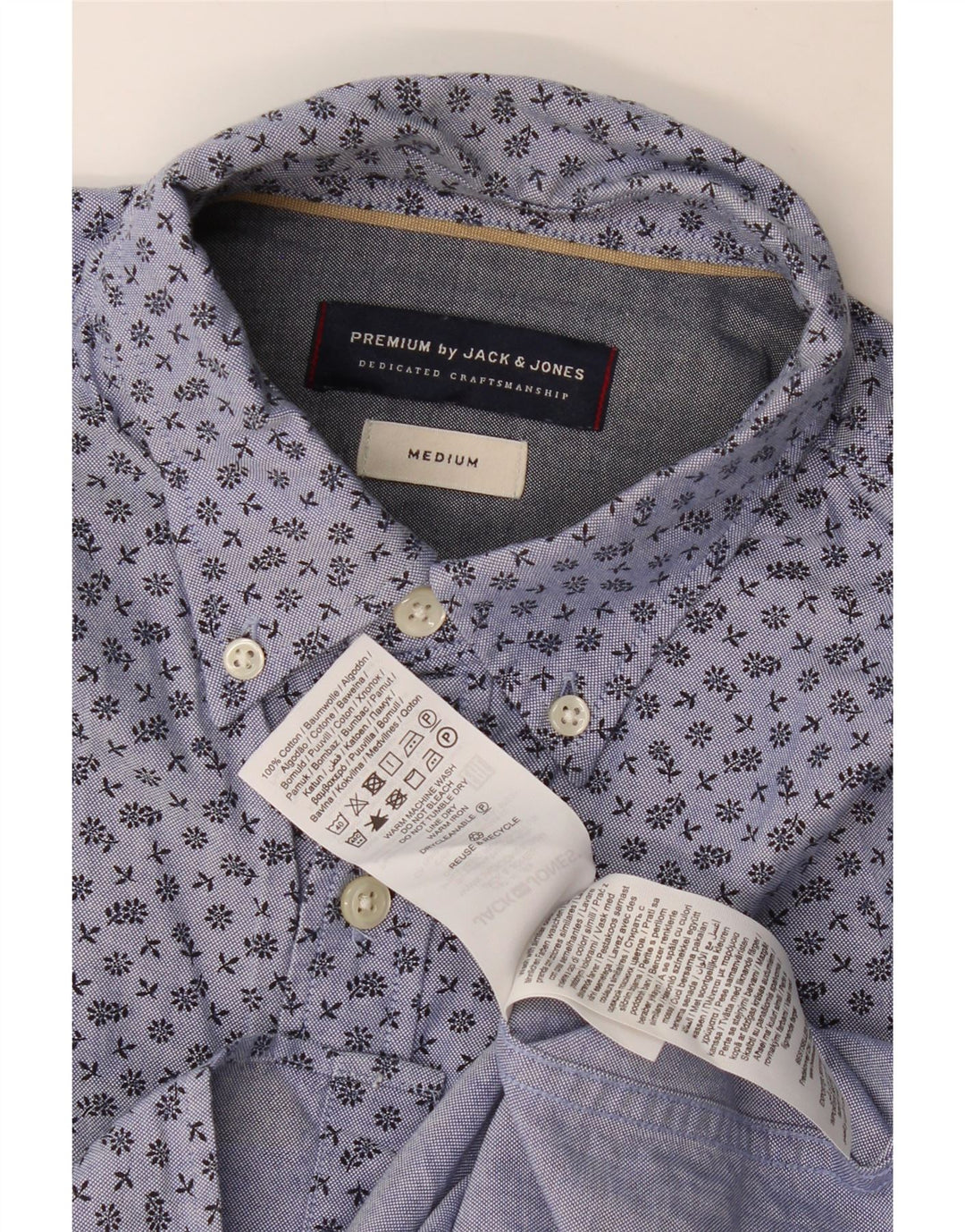 Camisa masculina Jack & Jones de algodão floral azul médio