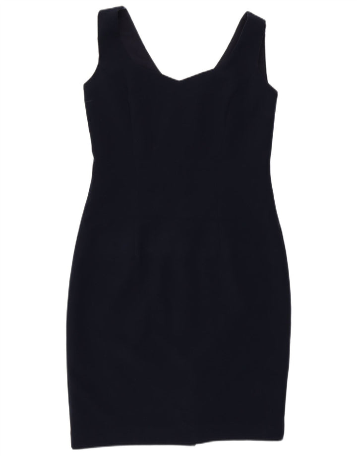 Vestido bainha sem mangas feminino Phase Eight Reino Unido 12 poliéster azul marinho médio