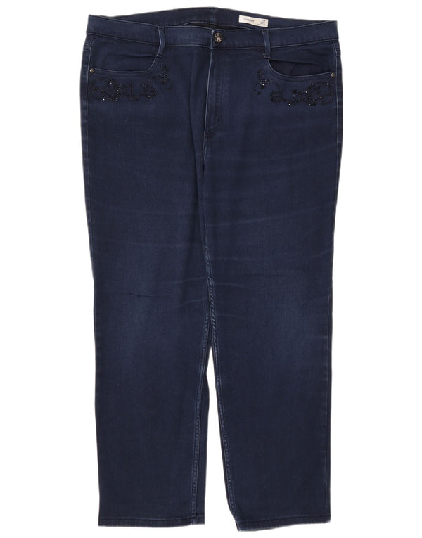 Calça jeans feminina Marks & Spencer UK 20 2XL W40 L26 algodão azul marinho