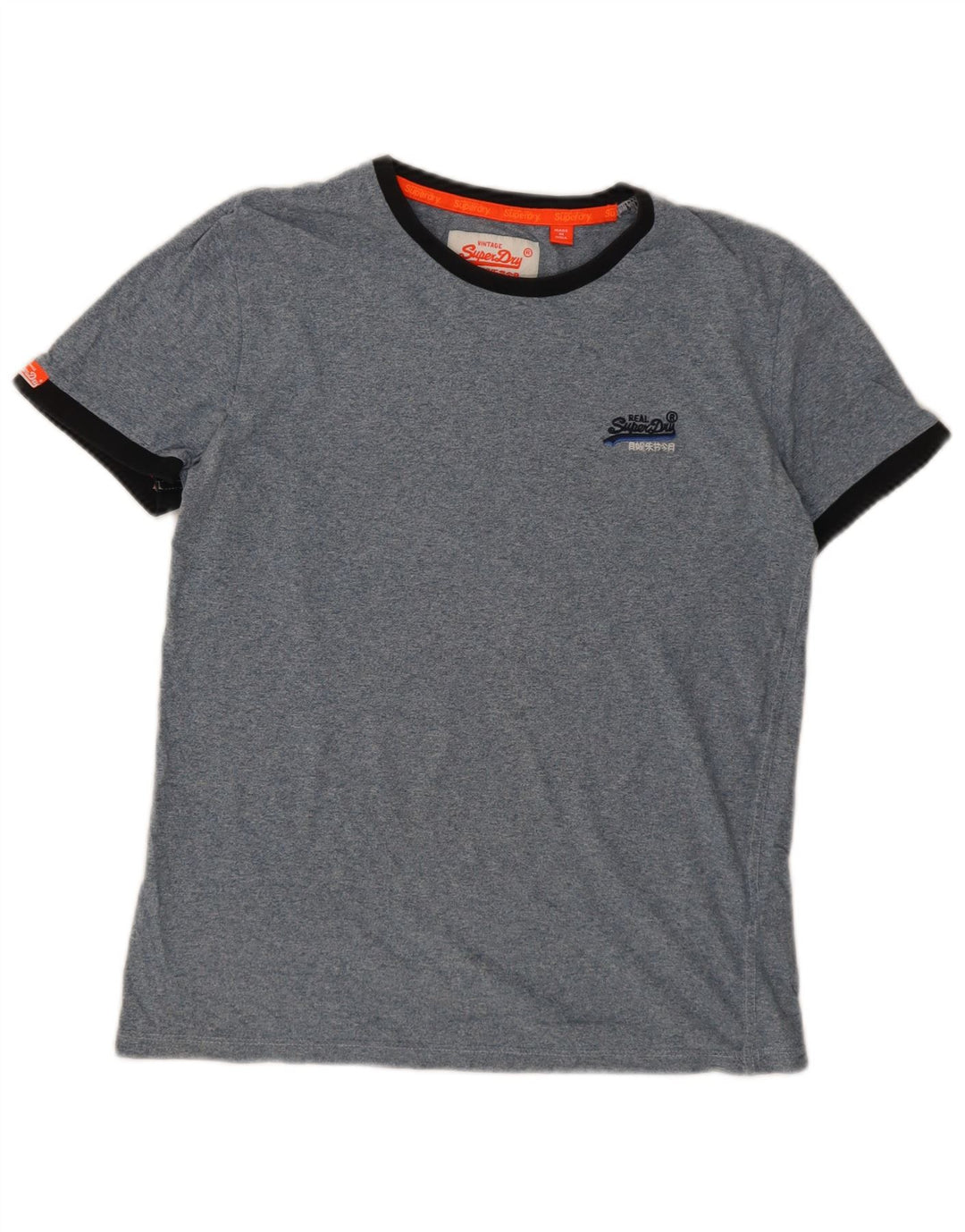 Camiseta masculina Superdry Top médio algodão manchado azul