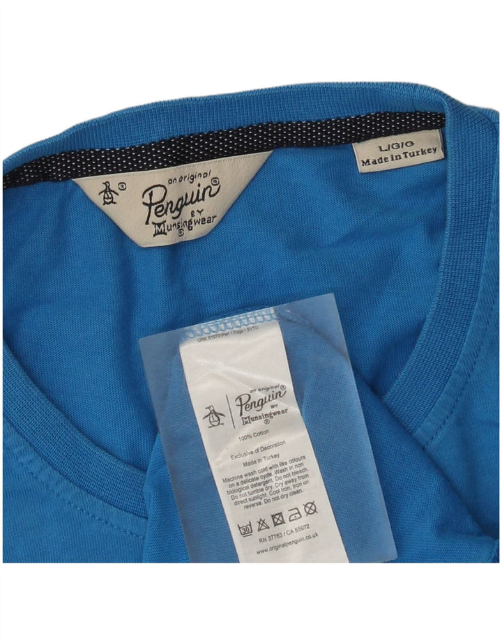 Camiseta masculina Penguin Top grande algodão azul