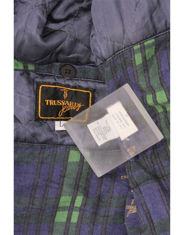 Sobretudo masculino Trussardi Jeans Reino Unido 40 grande lã azul marinho clássico