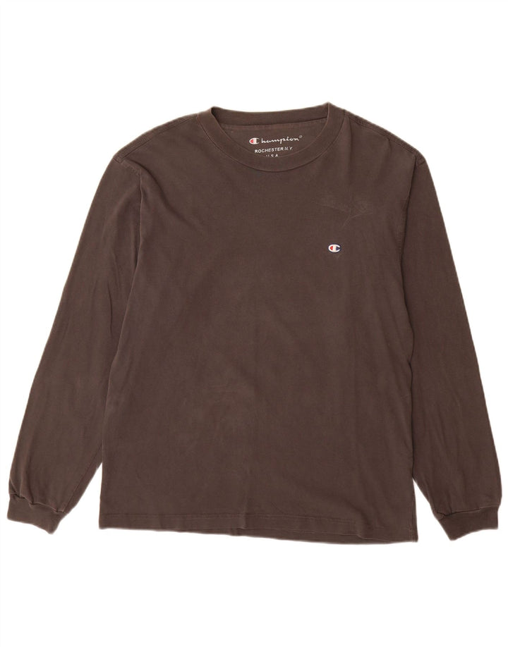 Champion Mens Top Manga Longa Pequena Cinza