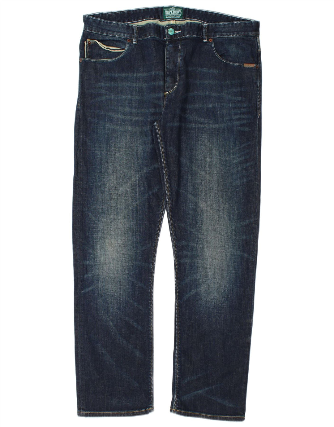 Jeans retos masculinos Superdry W36 L32 algodão azul