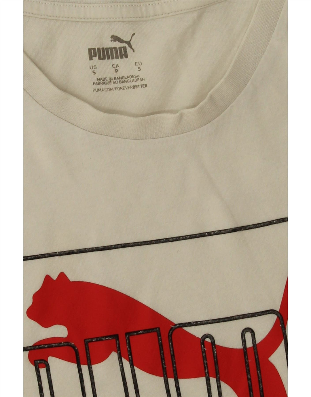 Puma Mens Graphic T-Shirt Top Pequeno Algodão Branco