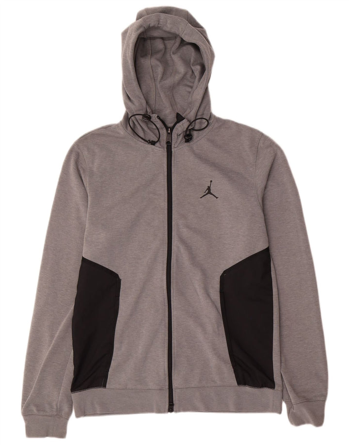 JORDAN Suéter masculino com capuz e zíper, pequeno, cinza, algodão colorblock