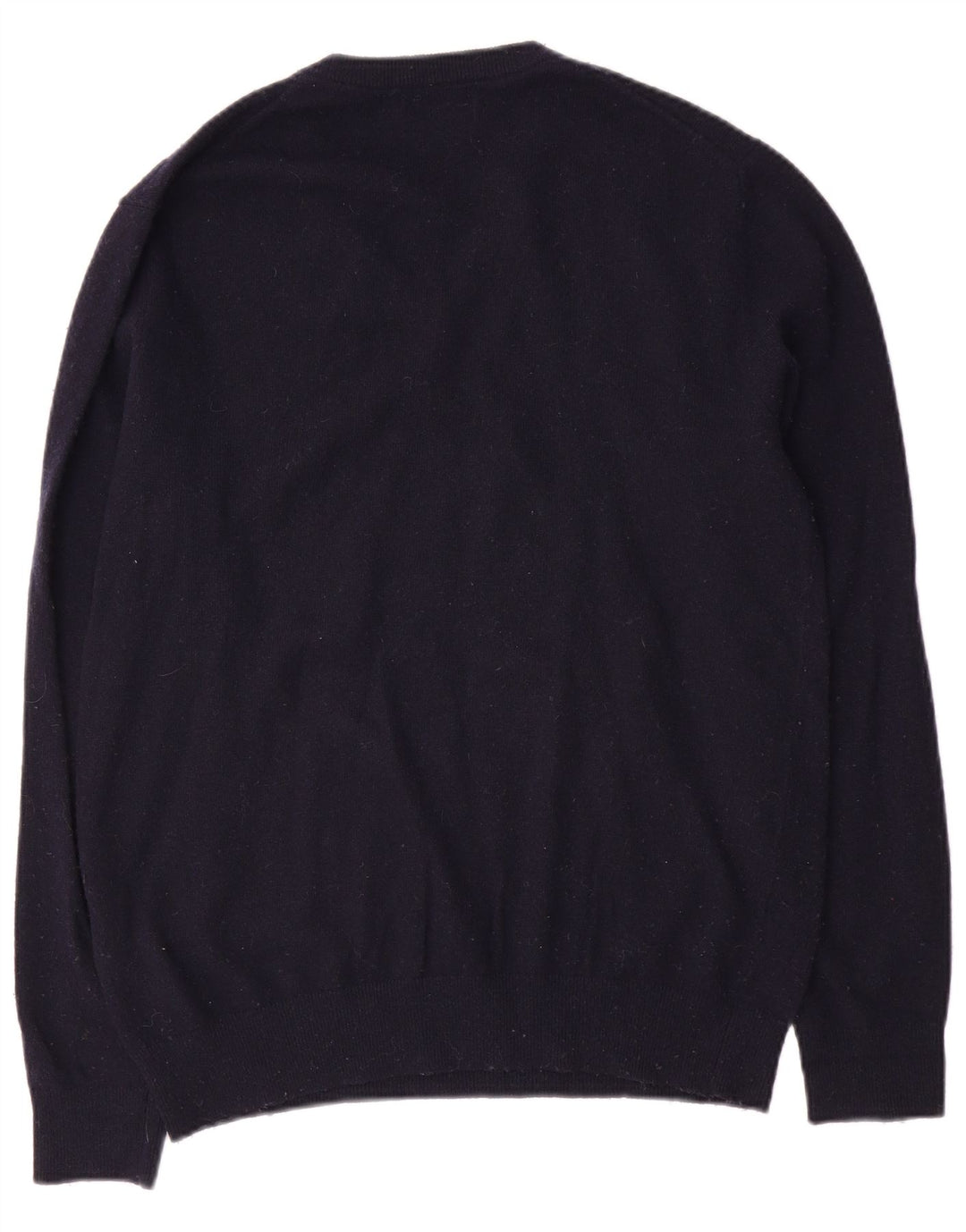 Suéter masculino Gant com decote em V de lã azul marinho médio