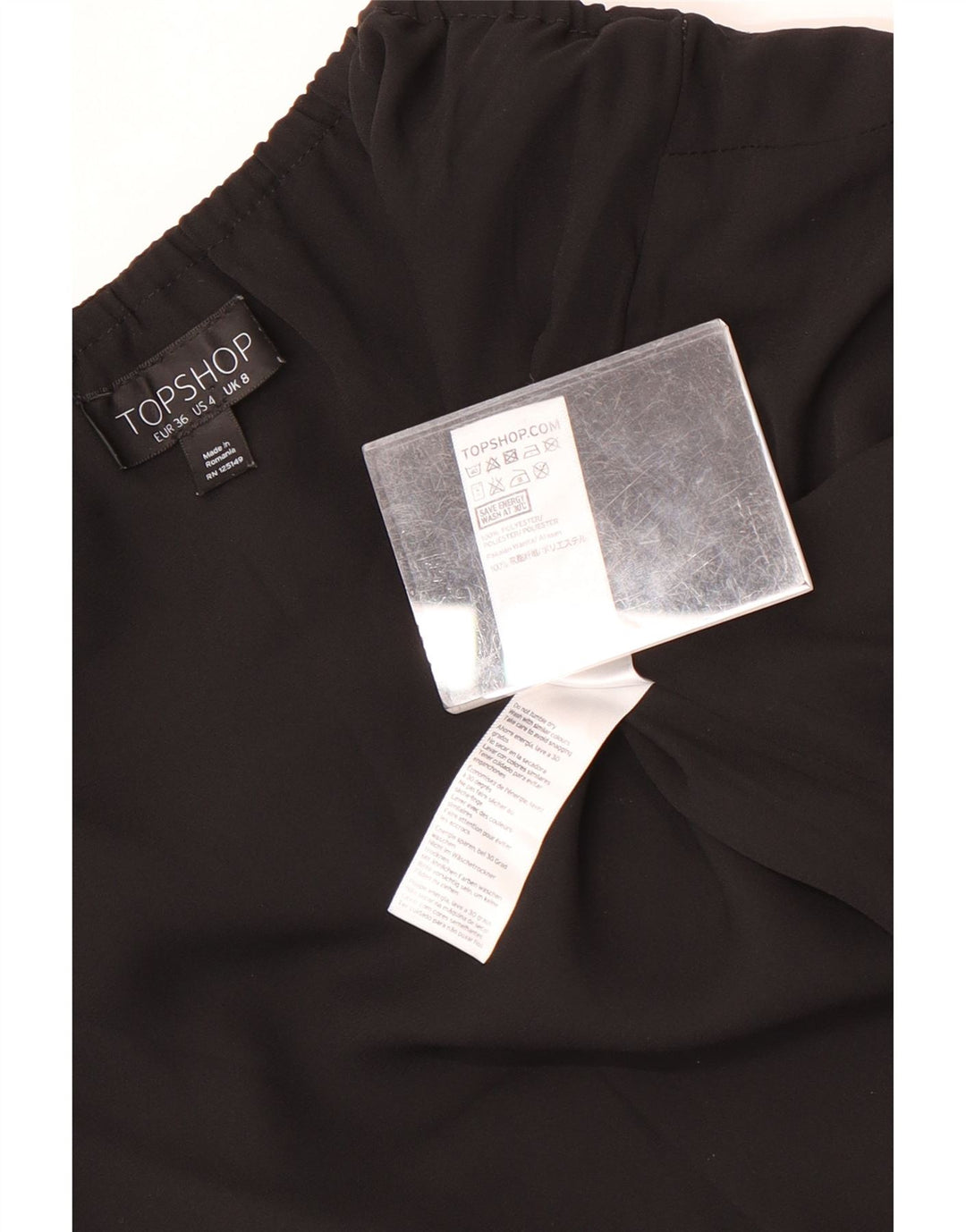 Topshop feminino cropped top UK 8 pequeno poliéster preto