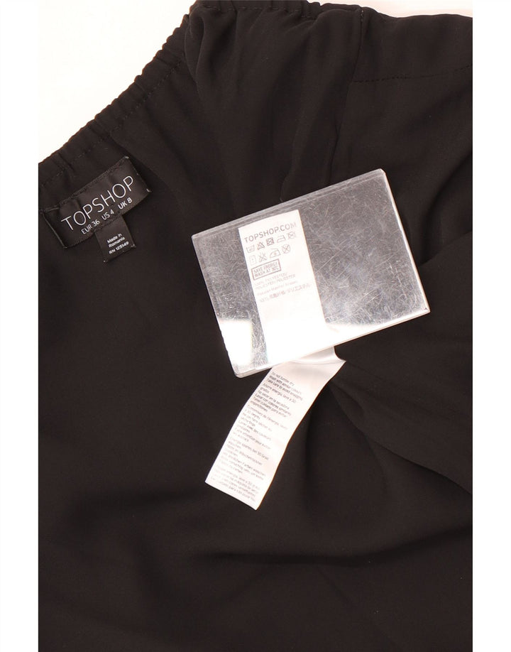 Topshop feminino cropped top UK 8 pequeno poliéster preto