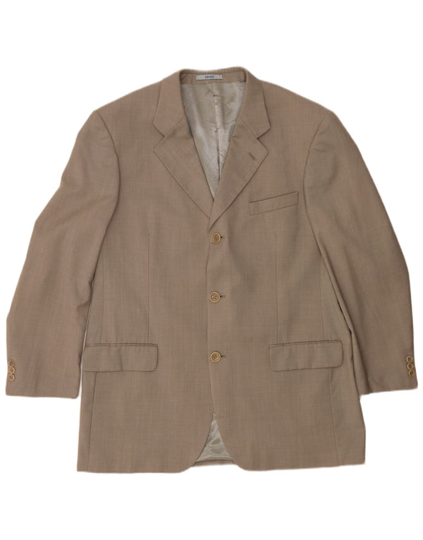 Jaqueta blazer masculina Kenzo com 3 botões IT 56 3XL lã bege