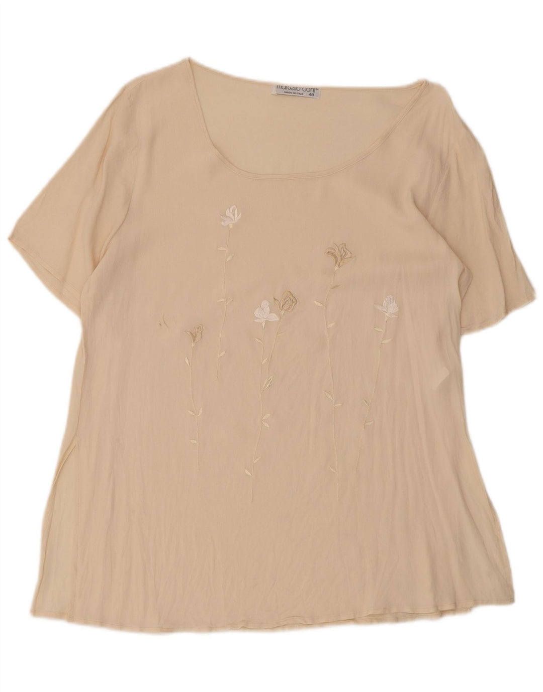 Blusa Feminina Vintage Top IT 48 XL Bege Acetato Floral