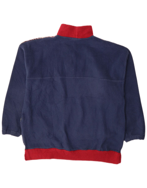 Suéter de lã feminino vintage com gola em botão Reino Unido 20 2XL Azul marinho Paisley retrô