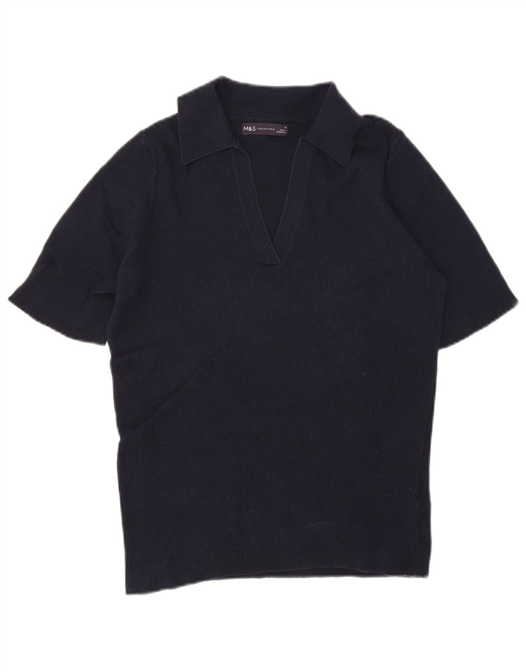 Camisa polo feminina Marks & Spencer Reino Unido 12 algodão azul marinho médio
