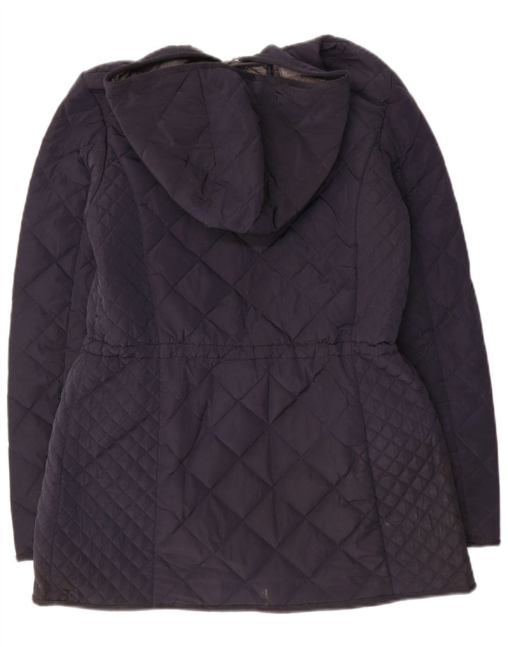 Jaqueta feminina acolchoada com capuz Massimo Dutti UK 12 poliéster azul marinho médio