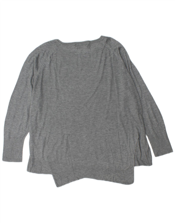 Zara Suéter feminino oversized com gola canoa Reino Unido 16 grande cinza