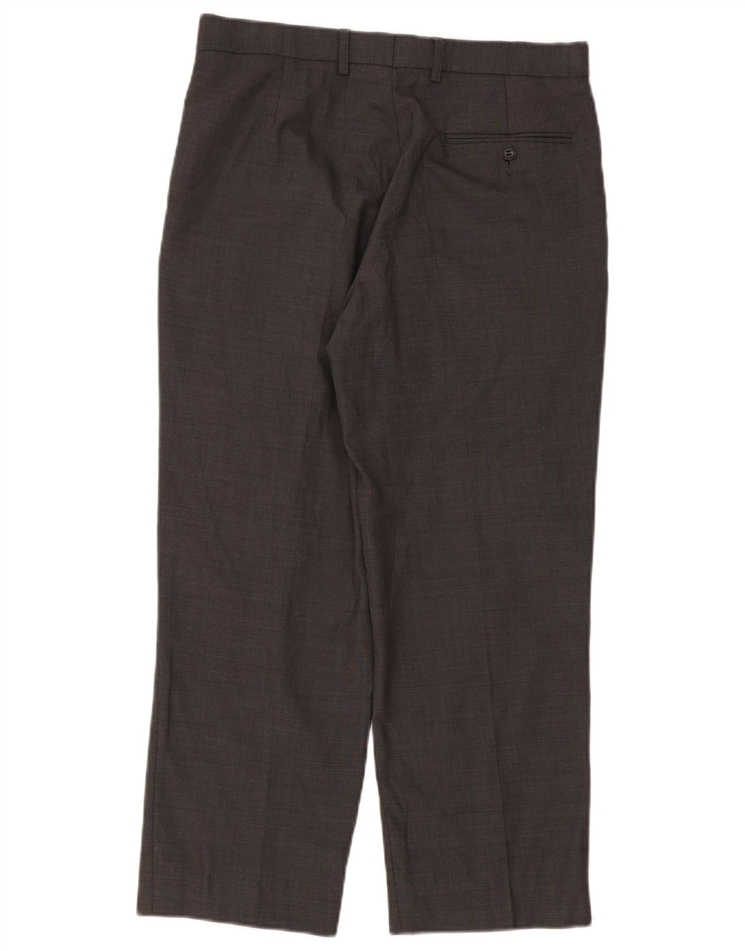 Calça masculina de terno reto Marks & Spencer sob medida W32 L26 lã cinza