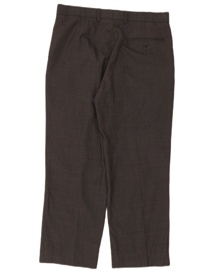 Calça masculina de terno reto Marks & Spencer sob medida W32 L26 lã cinza