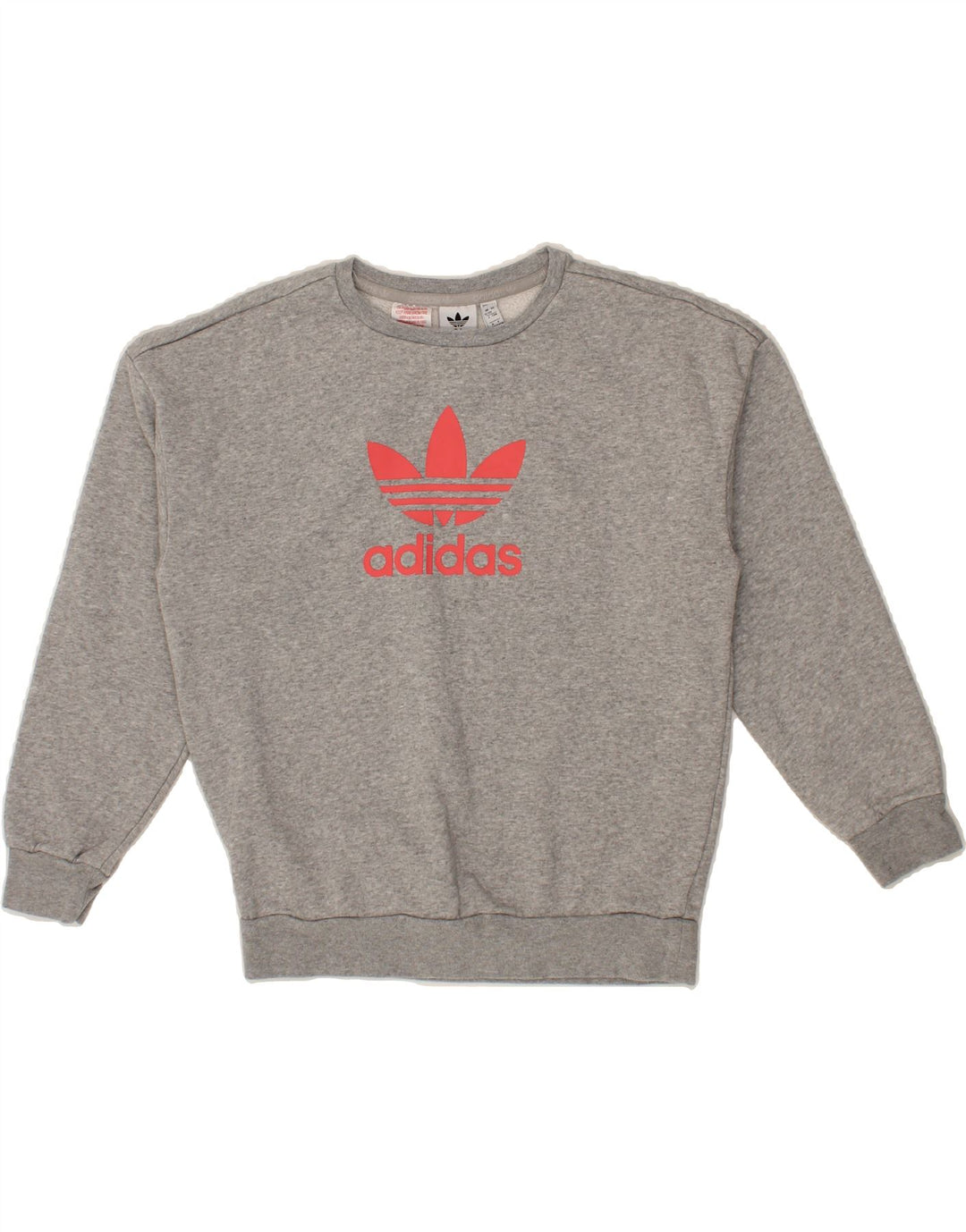 ADIDAS Girls Graphic Sweatshirt Jumper 12-13 Years Grey Cotton Vintage Adidas and Second-Hand Adidas from Messina Hembry 