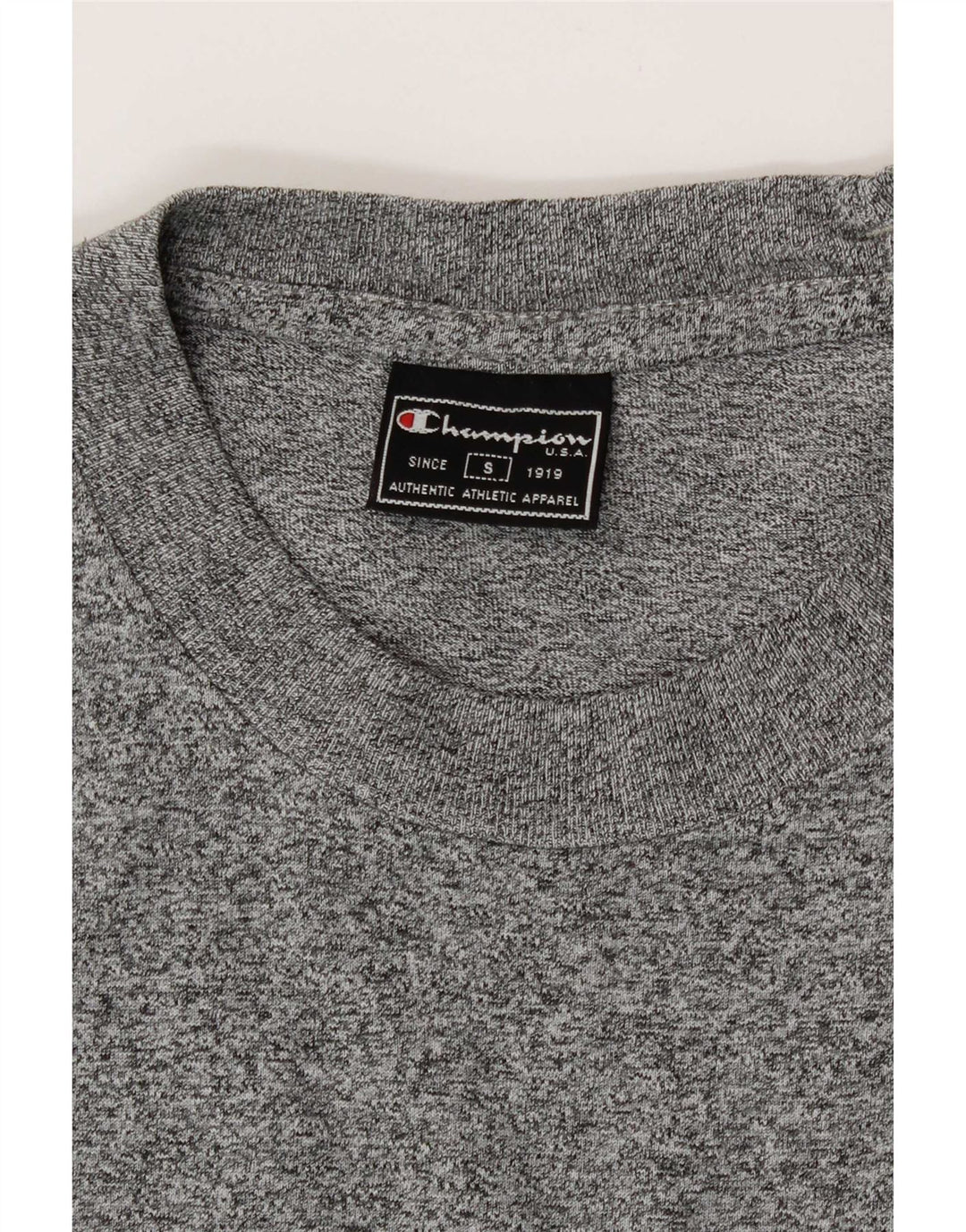 Camiseta masculina Champion pequena cinza manchada