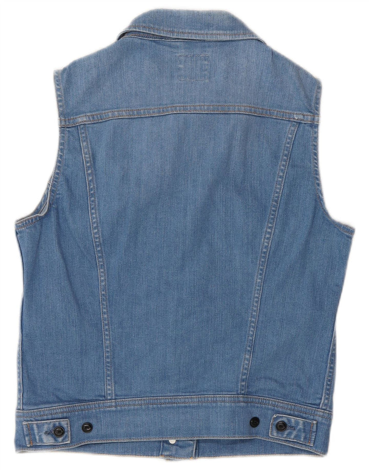 Colete jeans feminino Lee UK 12 algodão azul médio