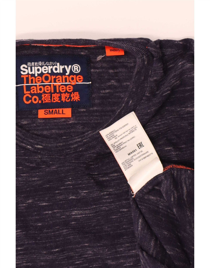 Top masculino Superdry manga comprida pequeno algodão manchado azul marinho